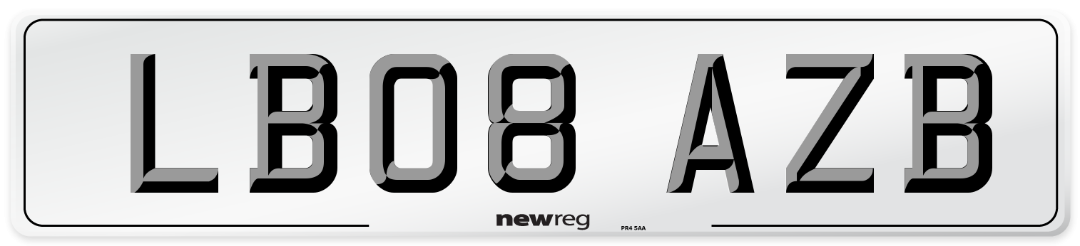 LB08 AZB Number Plate from New Reg